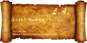 Loibl Avarka névjegykártya